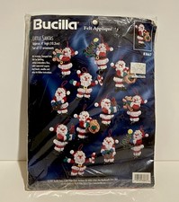 Vintage Bucilla 12 Little Santas Felt Christmas Ornament Kit NEW 83667