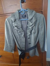 ADRIANNA PAPELL Evening Esssentials 10 Shimmery Ruched Collar Blazer belted