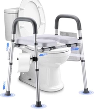 Raised Toilet Seat with Handles, Raised Toilet Seat for Seniors with Adjustable