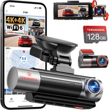 4K 4K 1080P 3 Channel Dash Cam Front and Rear with Cabin, Free 128GB Card Inc...