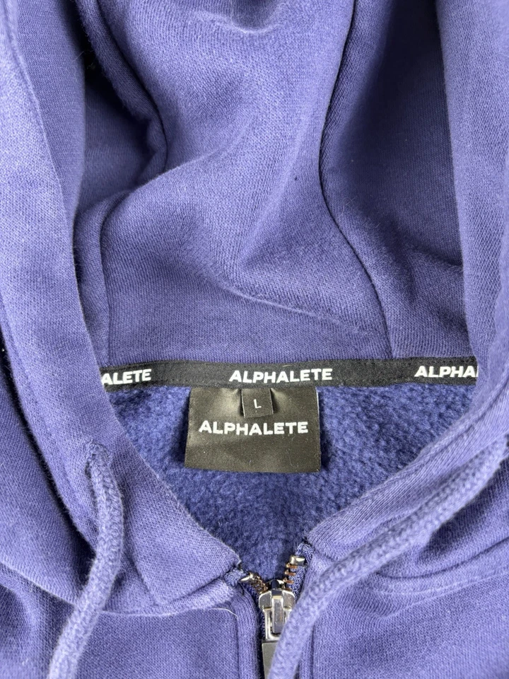 Толстовка с капюшоном мужская Alphalete размер большой синий на молнии для активных тренировок в тренажерном зале - Изображение 4 из 4