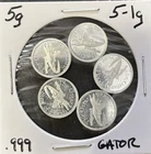 5 Grams Silver .999 5-1Gram - Gator Grams