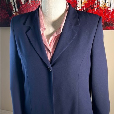 Sarah B Studio Navy Blue Blazer with Notched Lapels and Professional Cut 12