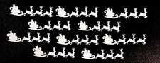 10 Santa Sleigh Christmas Die Cuts Scrapbook Paper Piecing .5"x 2.25" White