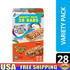 Cereal Treat Bars Variety Pack 28 Ct Cinnamon Toast Crunch REESE'S Puffs Snacks