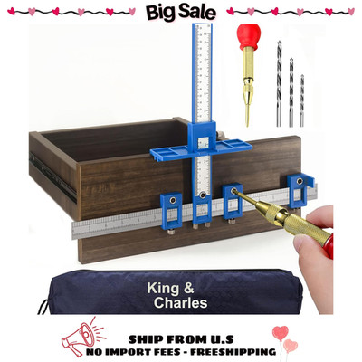 Cabinet Hardware Jig Kit with Drill Bits & Center Punch - Handle Hole Guide