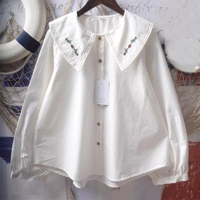 Japanese Mori Girls Floral Top Blouses Cotton Lolita School Casual Shirts Cute