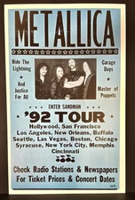 Metallica '92 Tour   14" X 22" Nostalgic Poster Art printed on Heavy Card Stock
