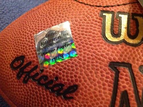 WALTER PAYTON AUTOGRAPHED OFFICIAL NFL FOOTBALL WITH 34 ADDED - BEARS - HOLOGRAM - Picture 2 of 4
