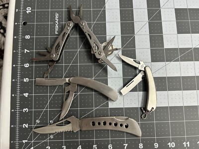 New 4-pack lot Stainless Steel Multi Tool Knife Outdoor Folding Pocket Pliers
