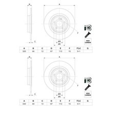 2x Bosch 0 986 479 F13 Bremsscheibe für Mercedes-Benz W177 V177 W247 H247 X247