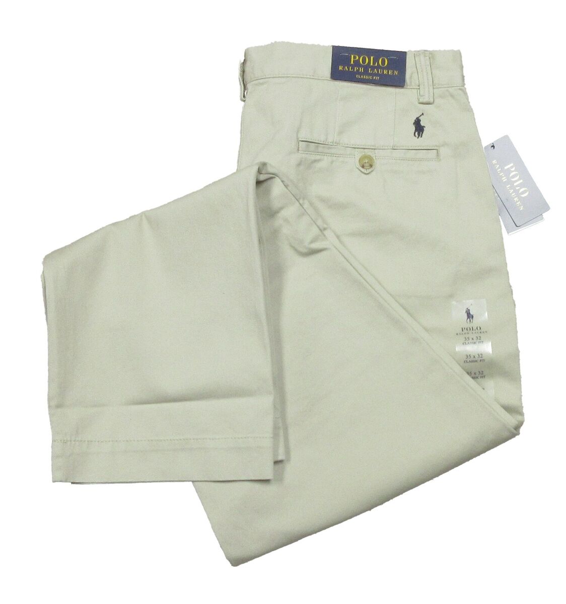 Polo Ralph Lauren Men's Beige Pony Logo Classic Fit Chino Polo Ralph Lauren Men's Beige Pony Logo Classic Fit Chino
