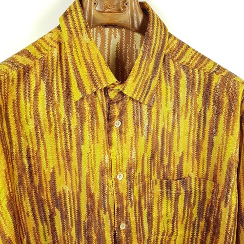 Missoni Seidenhemd Herren Gr. 56 XXL Braun Orange Gelb Gestreift Hemd Silk Shirt - 第 2/8 張圖片