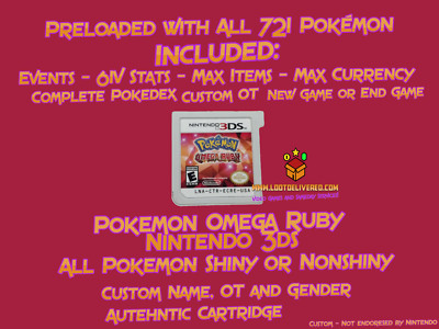 Pokemon Omega Ruby Nintendo 3ds Authentic - All 721 Pokemon Max Items