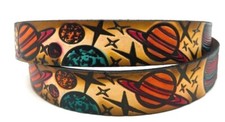 STARS MOON PLANETS ASTROLOGY EMBOSSED COWHIDE LEATHER BELT USA MADE