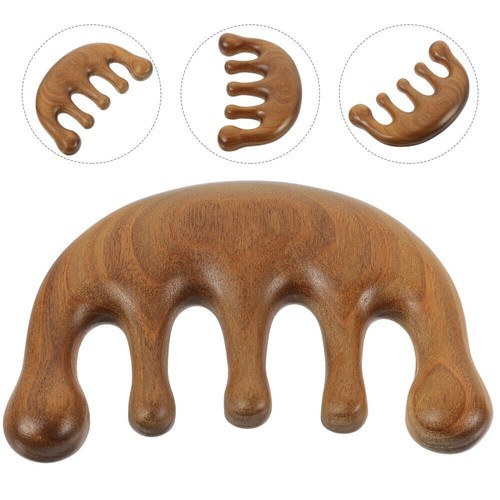 Massage Comb Gua Sha Tool Wooden Scalp Gold Sandalwood Combs - Picture 7 of 13