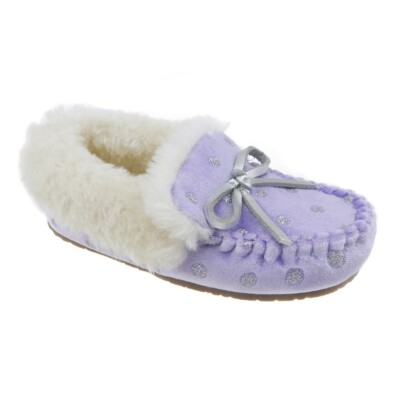 purple moccasin slippers