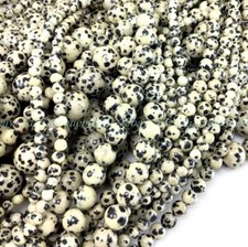 Gemstone Dalmatian Jasper Smooth Round Beads 6mm 8mm 10mm 15" Strand