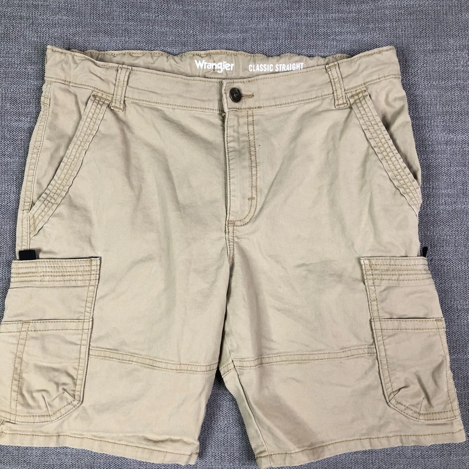 Pantalones Cortos Carga Wrangler Niños 16 Husky Beige Clásicos Rectos Cintura Ajustable Foto 2 de 4