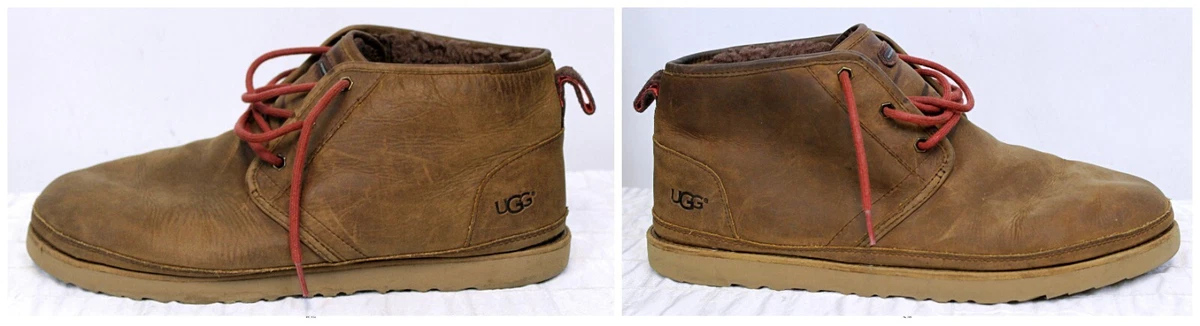 UGG Men Neumel Chukka Waterproof Lace Up Winter Brown Suede Boot Red Laces  Sz 15