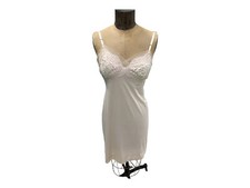 Vintage Light Pink Nylon Slip W/ Lace Bust And Trim Med