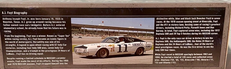 AJ FOYT AUTOGRAPHED 1968 URL DON WAGNER FORD TORINO COBRA DIECAST W/COA & CARD - Image 3 of 4