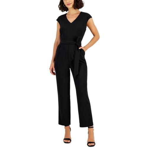 Nine West Womens Black V Neck Zipper Casual Jumpsuit 14 BHFO 8904