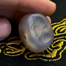 Wonderful Unique Ancient Roman Agate Stone King Portrait Intaglio Bead