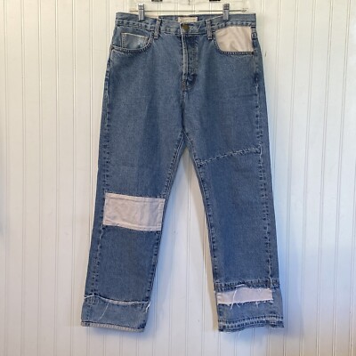Current Elliott DIY Original Straight Patchwork Jeans size 30  Mojava Button Fly