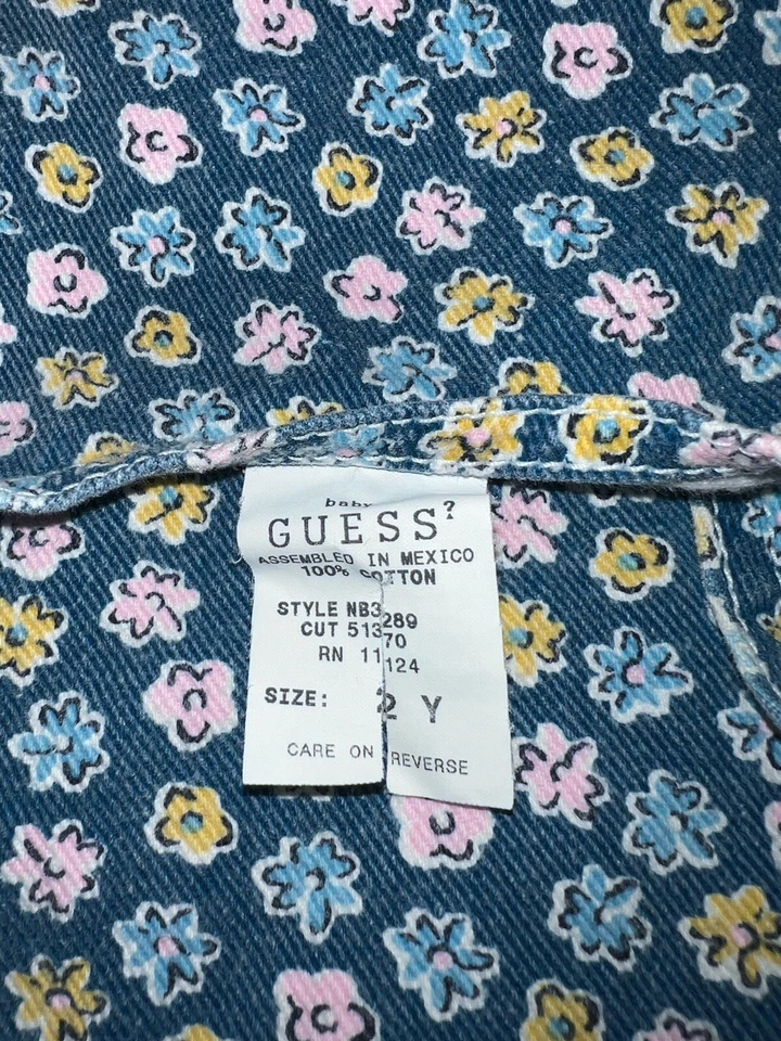 Vestido de bebé vintage raro Guess denim floral 2 años  Foto 4 de 4