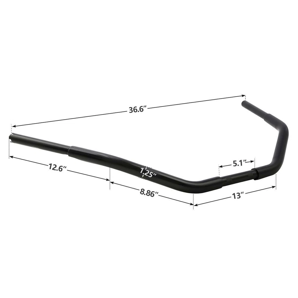 Manillar de 3,5" Rise Fat apto para Harley Touring Sportster XL Softail Dyna negro Foto 2 de 4