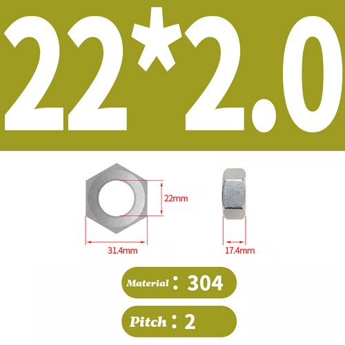 Fine Pitch Thread Hexagon Full Nuts A2/304 Stainless Steel M4 M5 M6 M8 M10 - M24 - Picture 29 of 31