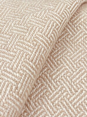 Holland & Sherry Crosshatch Linen Fabric Alto Blanco Camello BY THE YARD DE11307