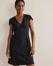 Boden Womens 2 Seersucker Jersey Tea Dress Black Jersey Cotton Cap Sleeve Preppy