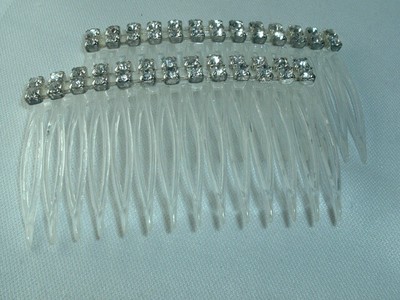 Vintage Prong Set Rhinestone Hair Combs Wedding Bridal Prom Up Do