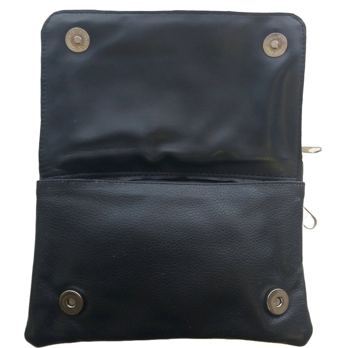 あああ Ladies Leather Biker Hip Bag Motorcycle Purse w/ Embroidered Rose