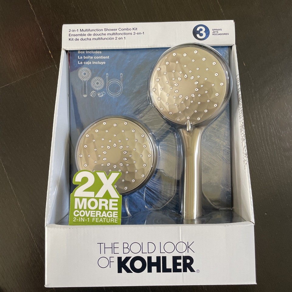 KOHLER Awaken Handbrause-Set – 4 Sprühfunktionen, Schiebestange & Metallschlauch, Brushed Nickel