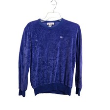 VTG 80s Oscar De La Renta Active Medium Velour Pullover Sweatshirt Purple