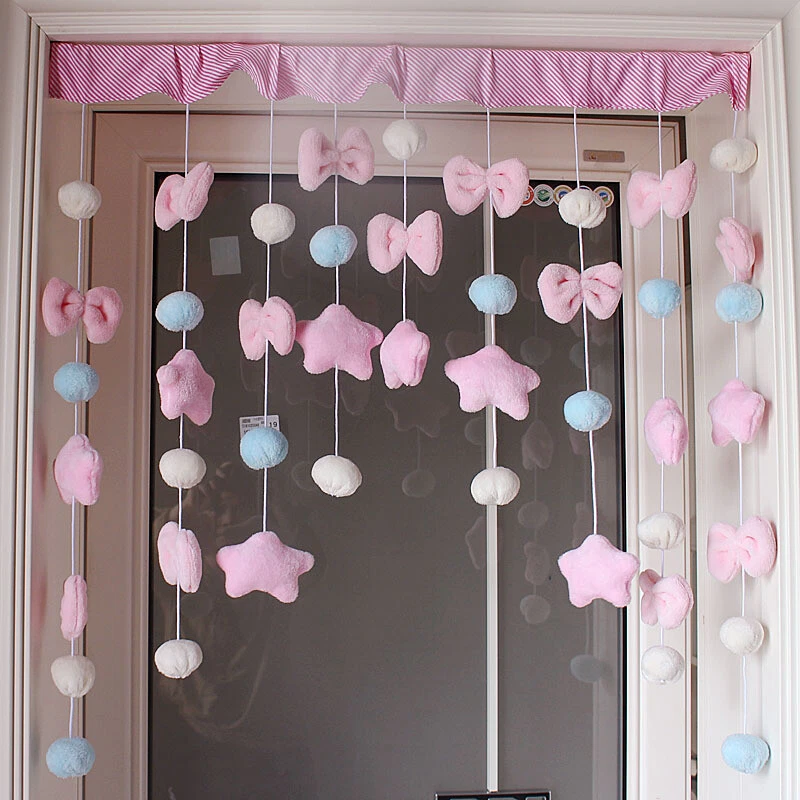 Lindo arco pentagrama cortina arqueada puerta ventana felpa peluda dulce bola pompón Foto 4 de 4