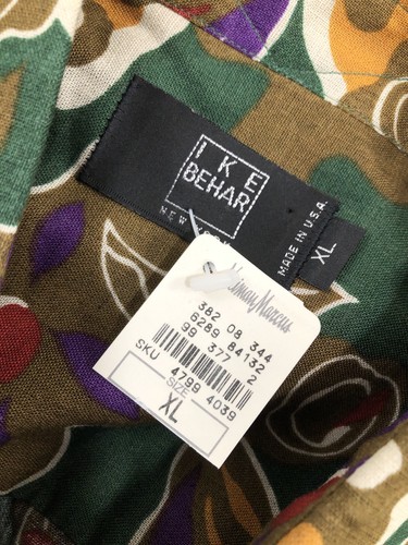 Awesome IKE BEHAR / NEIMAN MARCUS - NEW w TAGS - Floral LINEN BLEND Vtg XL Shirt - Picture 7 of 8