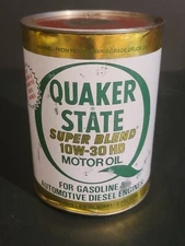 Vintage "Quaker State Super Blend 10W-30" One Quart Cardboard Can