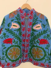 Traditional Cotton Canvas Hand Embroidered Suzani Jacket-Women's Suzani Jacket