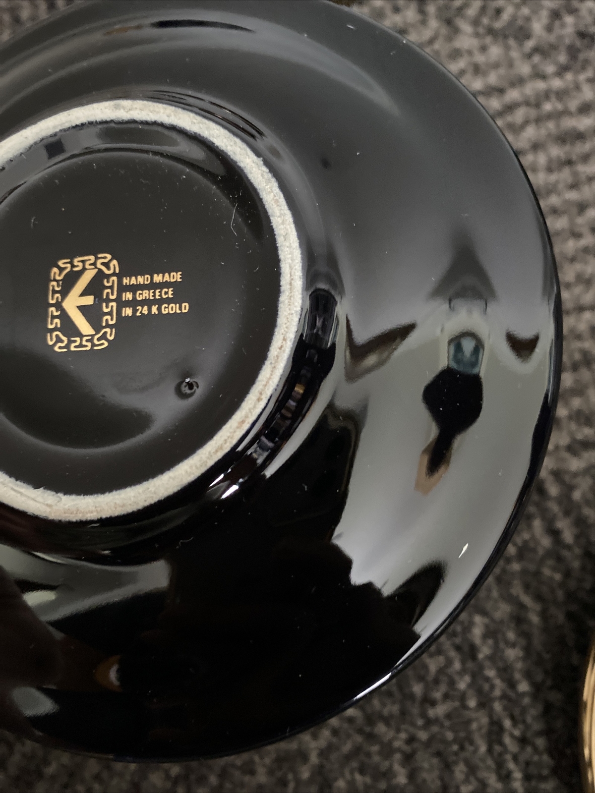 24K Gold Itinias Trim Tea Cups and Saucers Hand Made In Greece Set of 2