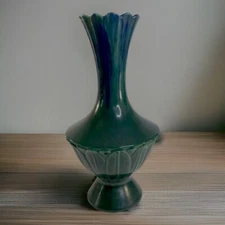 Royal Haeger Vase Dark Green With Flared Scalloped Rim No. 424 Grecian Style
