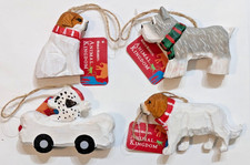 Wooden Dog Ornaments - Dalmatian Schnauzer Beagle St Bernard Scotty Dog - New