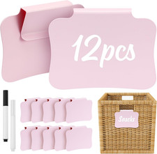 12PCS Basket Labels Clip on for Storage Bins, Removable  Erasable Bin Labels Cl
