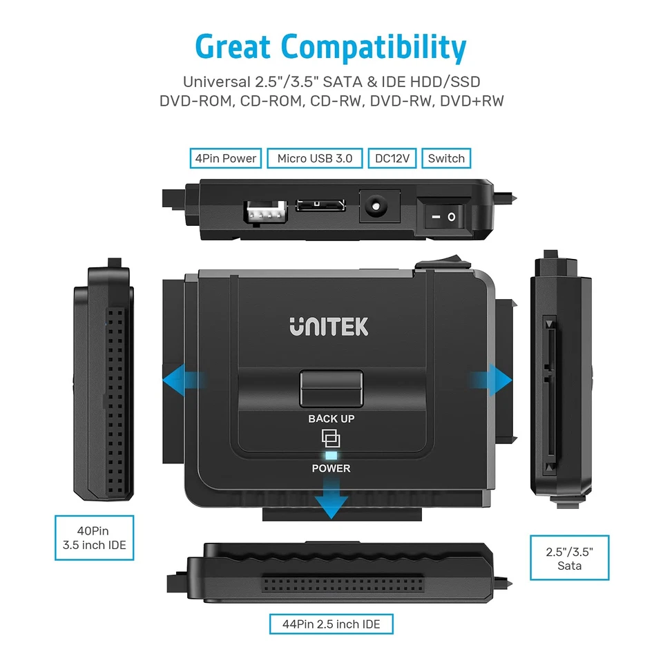 Unitek USB 3.0 to IDE and SATA Converter External Hard Drive Adapter Kit for - Image 3 of 4