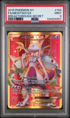 2015 POKEMON XY BREAKTHROUGH SECRET #164 FULL ART/MEWTWO EX PSA 9