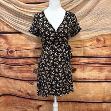 American Eagle Womens Lightweight Black Floral Wrap Dress Size XS