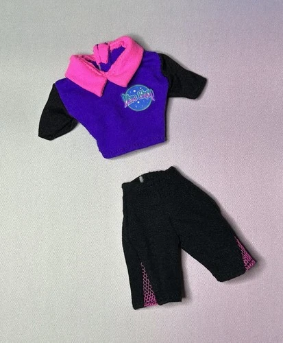 Vintage *Barbie* Dive Top & Shorts, Black & Pink Spandex Clothes, 90's, READ